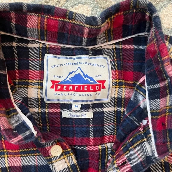 Penfield Men's Plaid Shirt - Navy, Red, Cream - Picture 2 of 2